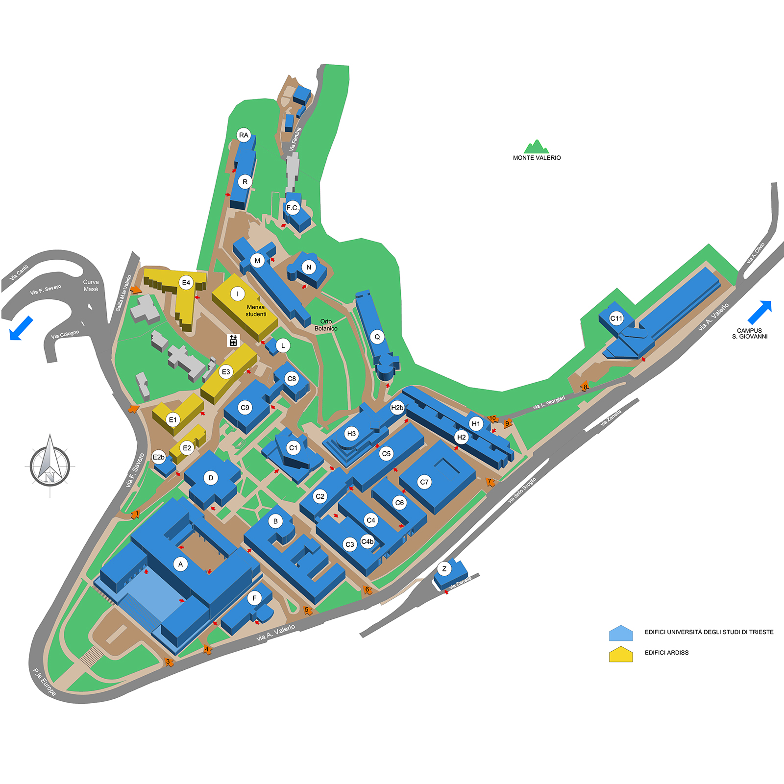 mappa Campus Piazzale Europa - polo A