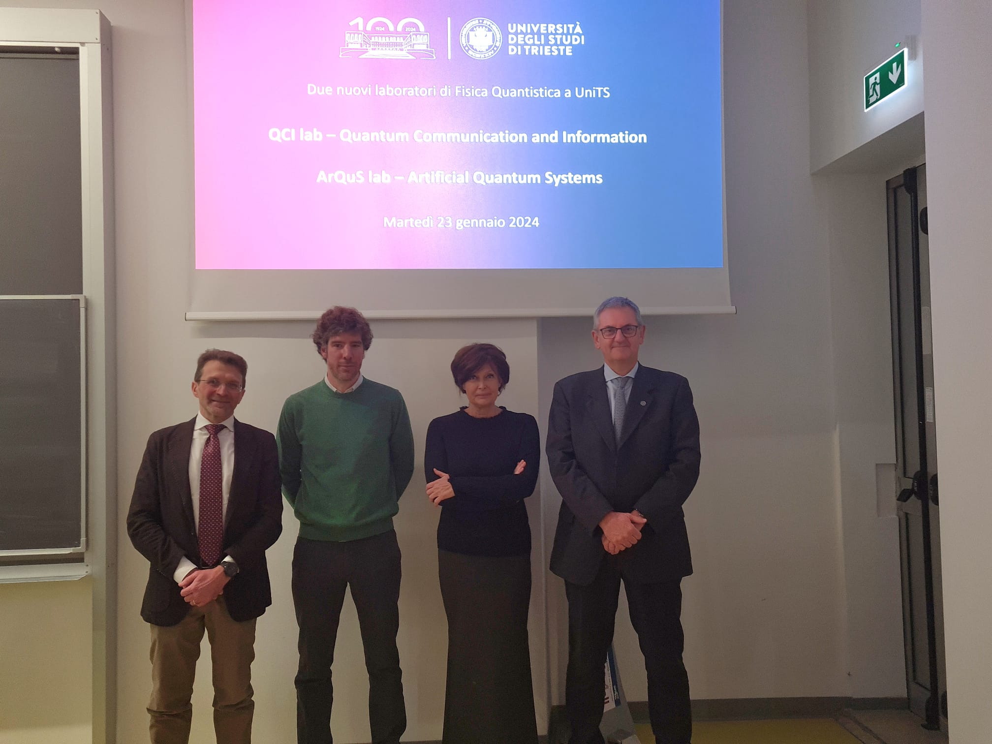 Il dott. Alessandro Zavatta, il prof. Francesco Scazza, l'assessore regionale Alessia Rosolen e il magnifico rettore Roberto Di Lenarda