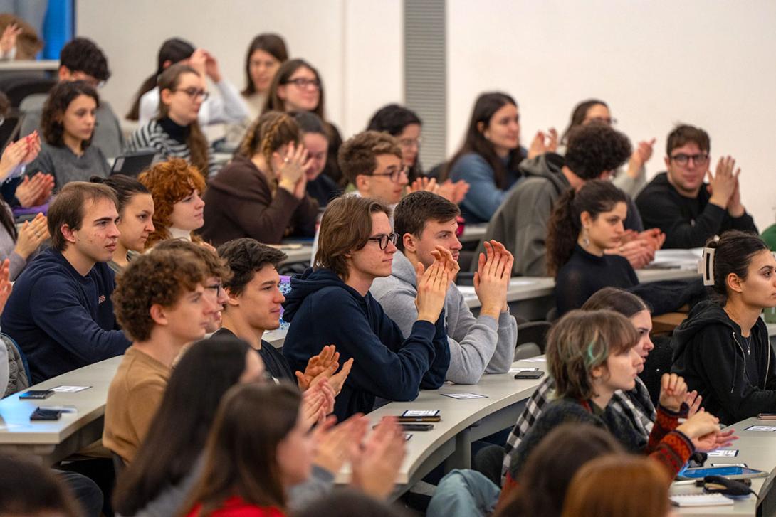 students in a university classroom